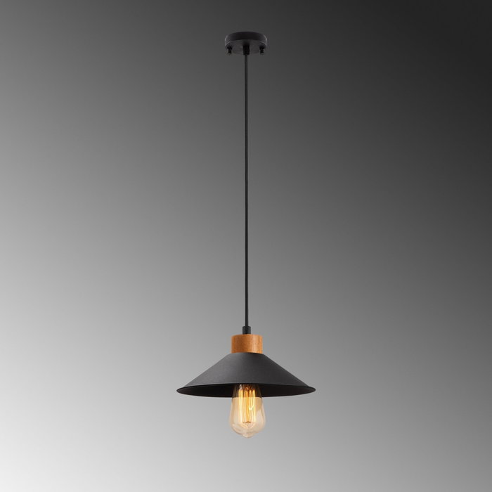 Opviq Lámpara de araña de metal y madera Negro